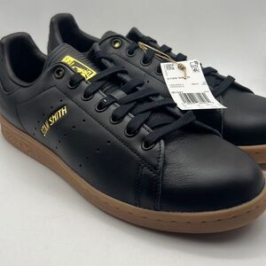 ADIDAS STAN SMITH‎ Core Black Gum LEATHER casual ID1341 Shoes Men 10.5 NWB